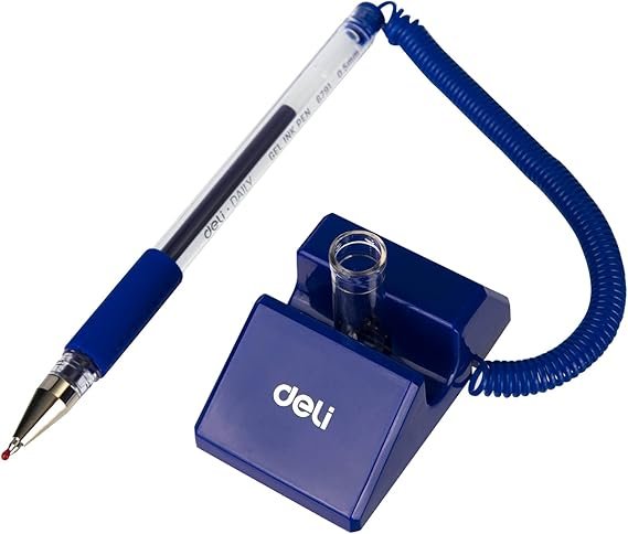 E6791-3 ديلي قلم مكتب حبر جل 0.5 مم - قاعدة تثبيت مع نابض حركة 180° للقلم - أزرق - E6791-BL